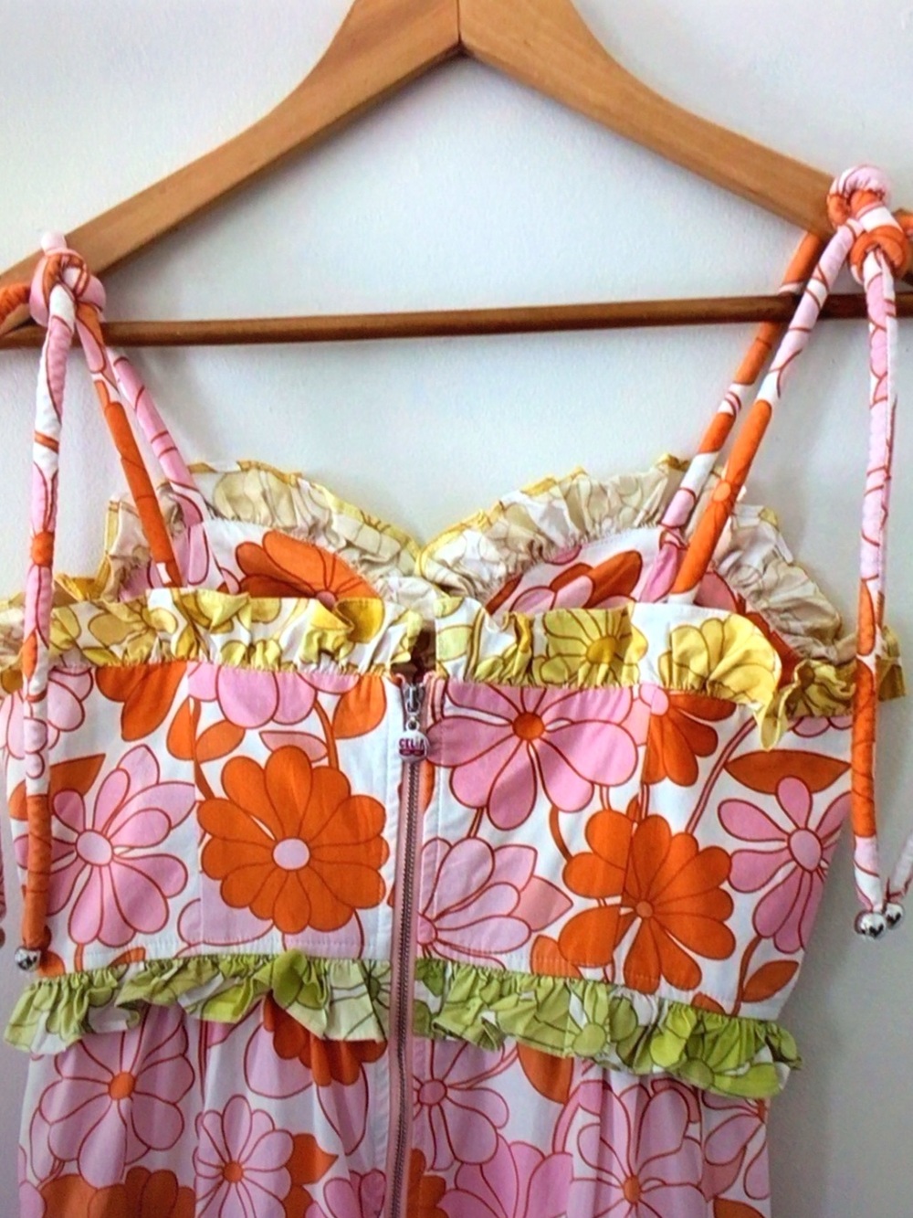Floral Tie-Strap Sundress in Pink & Orange - Picture 8 of 13